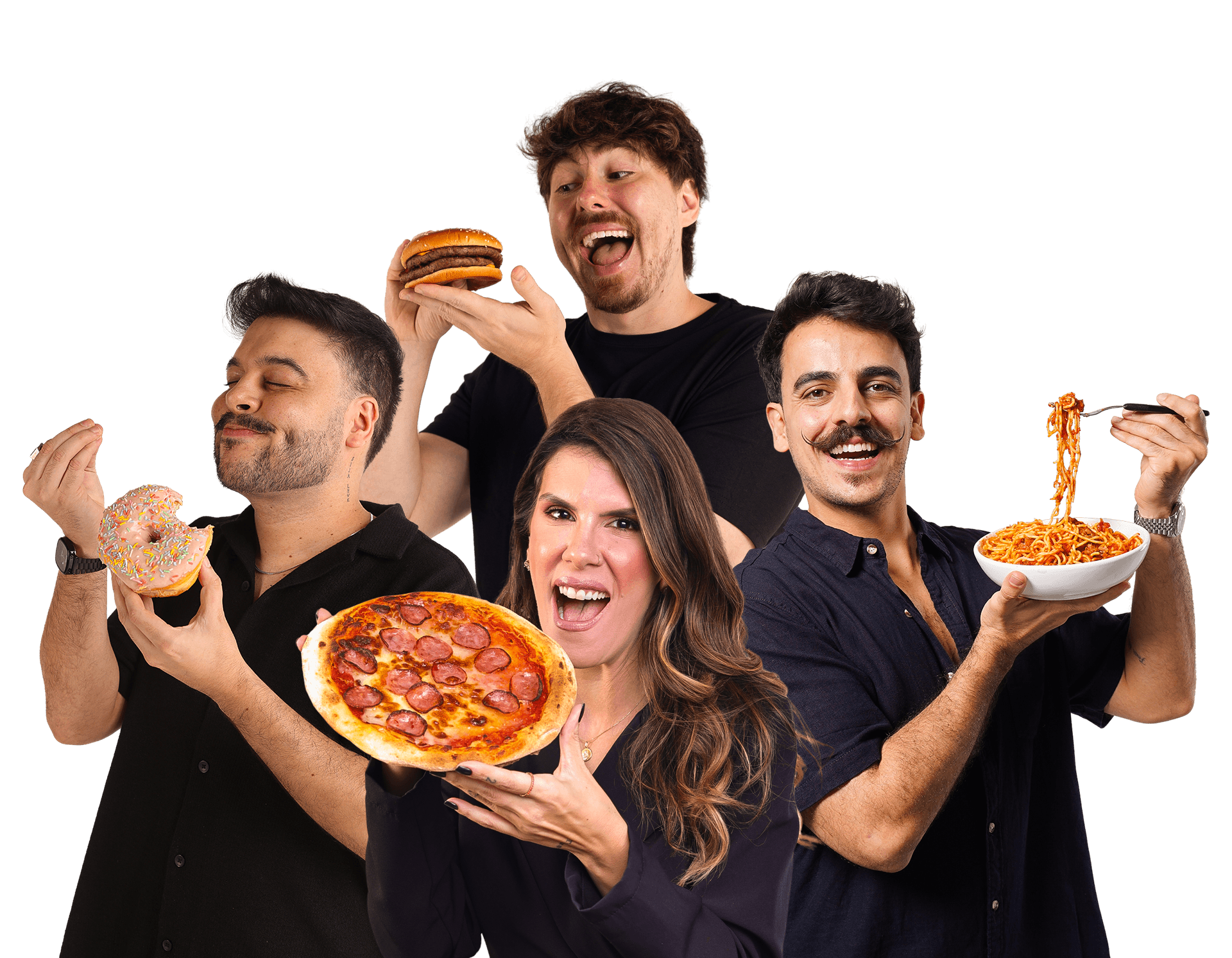 Pessoas felizes com pratos
